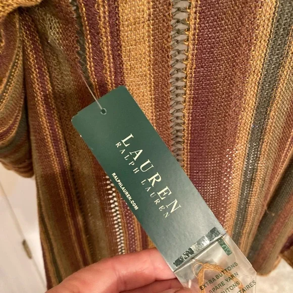 Ralph Lauren Earthy Tones Striped Cardigan NWT Size L/XL - Picture 5 of 9